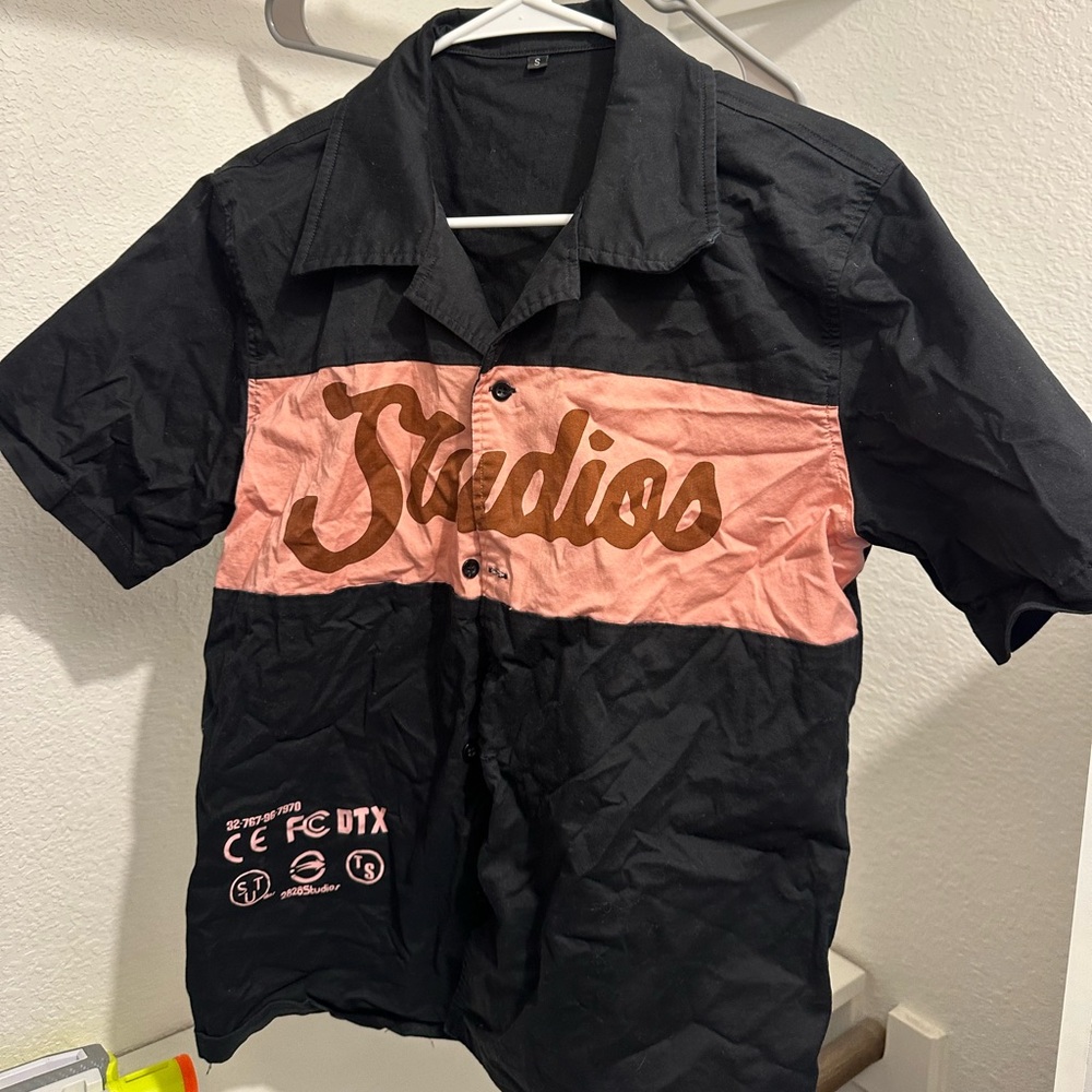 Black and Pink Button-Up Shirt